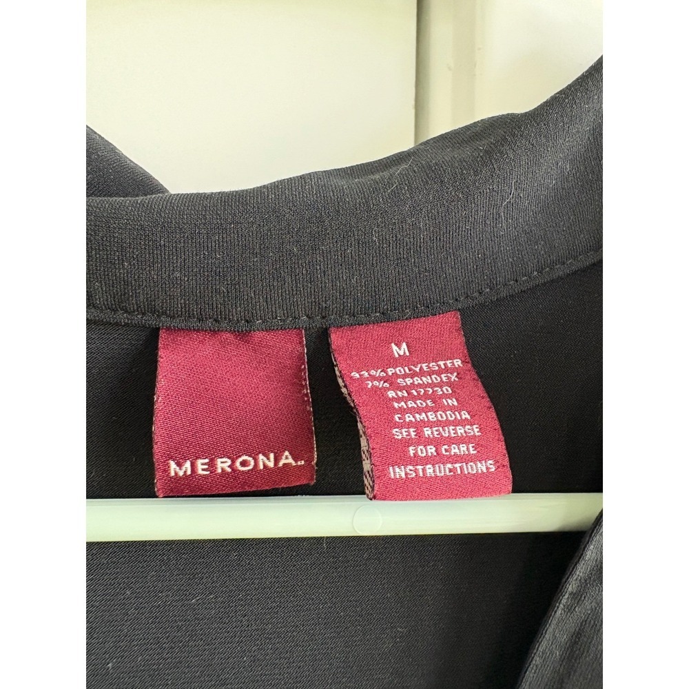 Merona‎ Sleeveless Blouse Button Down Collared Top Casual Black Size M - Picture 3 of 4